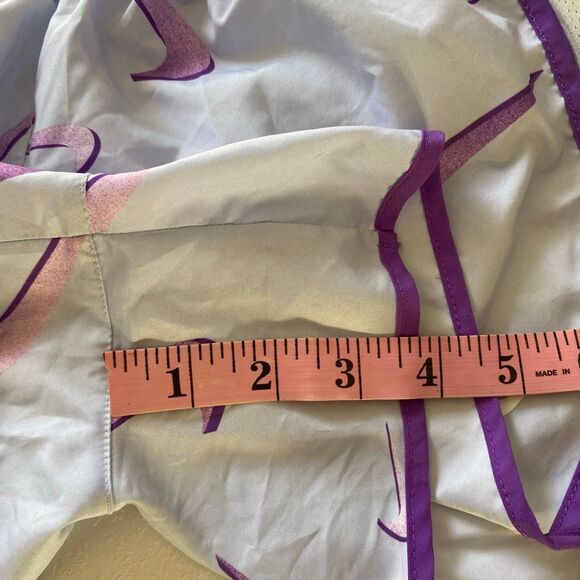 Nike Dri-Fit Running Shorts L Purple Swoosh Print Lightweight Activewear - Picture 6 of 7